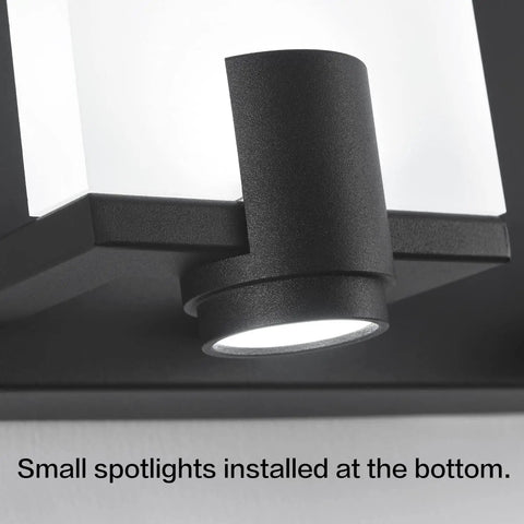 Matte Black 3 Light LED Vanity Fixture for Bathroom Over Mirror, White Acrylic Shades, Dimmable, IP44 Waterproof Wall Lighting, Modern Slick Vanity Bar