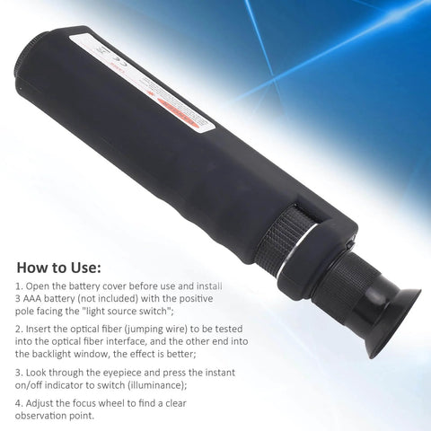 Fiber Optic Microscope 400X Portable Monocular High Accuracy Inspection Tool For Cable And Surface Checks with instructions.