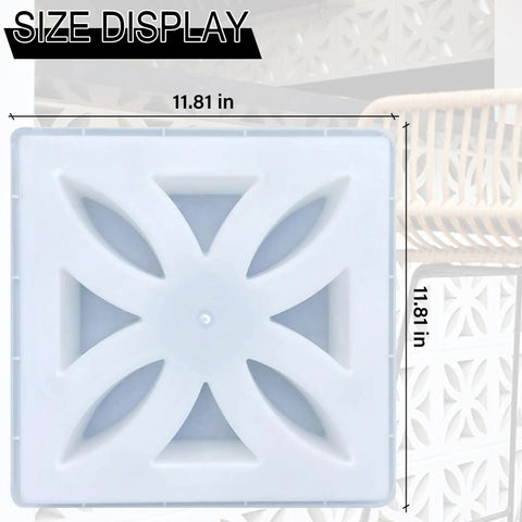 DIY Concrete Wall Block Mold for Decorative Bricks, Reusable Durable ABS Mold for Architects and DIYers shown with dimensions
