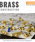 Straight Stop Valve 6 Pack 1/2 By 3/8 Inch Compression Toilet Shutoff 1/4 Turn No Lead Brass Push To Connect Fittings