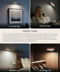 Legit Rechargeable Solid Wood Wall Sconces, Set Of Two Magnetic Bedside Reading Lights, Zero Wire Hassle, shown in bedroom and closet.