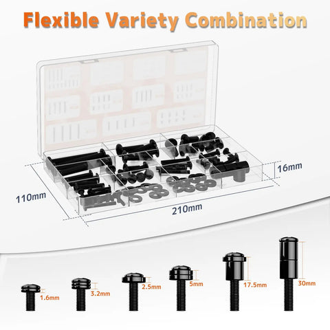 Universal TV Mount Hardware Screw Kit With M4 M5 M6 M8 Bolts Washers And Spacers For Flat Displays Up To Eighty Inches in organized storage.