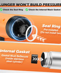Close-up of the Heavy Duty Electric Toilet Plunger Paired With High Pressure Air Blaster showing seal ring and internal gasket.