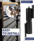 4 Pack 5 Inch Barrel Gate Hinges Heavy Duty Weld On For Fence Swing Doors And Trailer Ramp Doors 450 Lbs Capacity Black Powder Coated shown installed on gate, with close-up of welding process highlighting easy installation.
