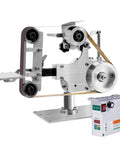 Pro Level Heavy Duty Desktop Belt Sander With Nifty Bench Polishing Grinder And Brushless Motor, compact aluminum design.
