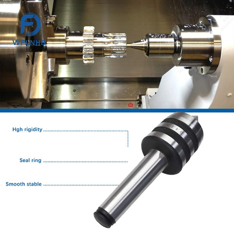 3MT Live Center 60 Degree Tailstock Center for Wood and Metal Lathes in use with high rigidity seal ring shown