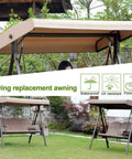 All Weather Outdoor Swing Canopy Replacement Cover For 2 To 3 Seater Patio Garden Porch Swing No Fuss Fit 600D