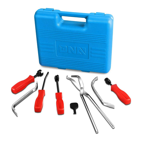8 Piece Brake Service Kit With Spring Installer And Remover Pliers Tools Set in Blue Carrying Case displayed on a white background