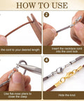 How to use 6-Piece Cord End Caps With Lobster Clasps, 4mm Leather Cord Ends Jewelry Clasps, Brass Barrel Terminators