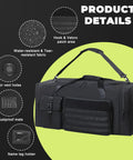 Product details of Beefy 130L Extra Large 36 Inch Heavy Duty Gym And Travel Duffel Bag Built To Haul Mega Sports Gear, black color