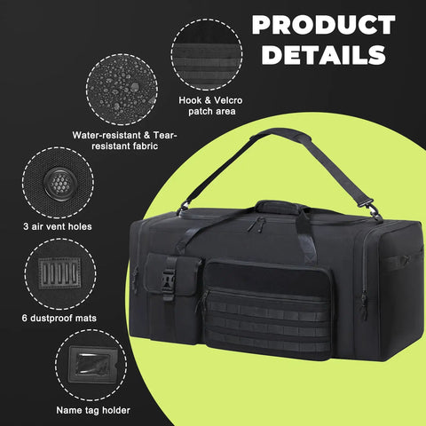 Product details of Beefy 130L Extra Large 36 Inch Heavy Duty Gym And Travel Duffel Bag Built To Haul Mega Sports Gear, black color