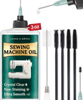 Crystal Clear 3.4 Oz Sewing Machine Oil Set With 1 Inch And 1.5 Inch Precision Applicators And Five Deep Cleaning Brushes For Quiet, Smooth, Gummed Free Operation Of Your Sewing Machine. 3 oz bottle with brushes