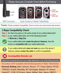 Compatibility guide for 2 pin microphone; shows M2P connector and audio socket with 3.5mm and 2.5mm jacks.