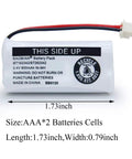 Beast Mode Ni Mh Rechargeable Cordless Phone Battery Pack Two, 2.4V 600mAh, for Vtech Cs6114 Cs6419 and ATT El52300.
