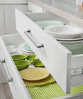 Brushed Nickel 7 Inch Cabinet Handles on kitchen drawers with plates