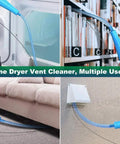 Two Piece Must Have Handy Dryer Vent Cleaner Kit With Vacuum Attachments For Lint Removal, used on dryer and sofa