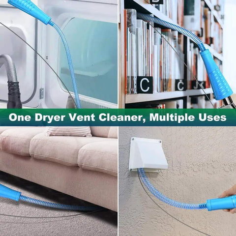 Two Piece Must Have Handy Dryer Vent Cleaner Kit With Vacuum Attachments For Lint Removal, used on dryer and sofa
