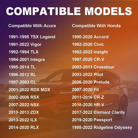 Compatibility list for Six Piece Transmission Drain Plug Crush Washer And Rear Differential Gasket Kit with visible car in background.