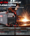 AWT 55A LED Display Plasma Cutter, non-touch pilot arc, pro grade, dual voltage, cuts up to three quarters inch cleanly