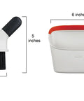 Compact Dustpan And Brush Set With Snap In Design And Bristle Cover, ergonomically designed angled handle, measurements shown