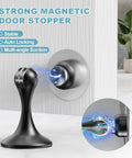 Two Pack Magnetic Door Stoppers For Wall And Floor Mounting No Drill Door Holder With Strong Magnet Keeps Heavy Doors Open