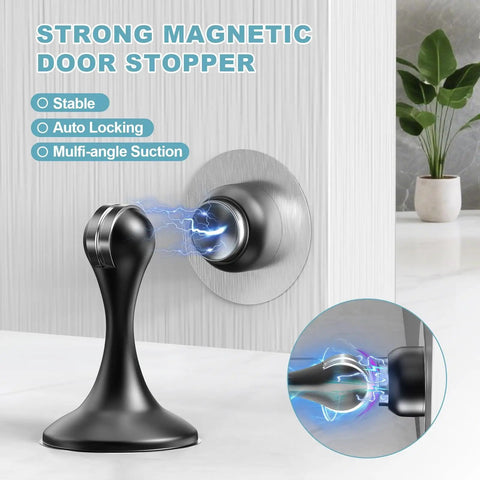 Two Pack Magnetic Door Stoppers For Wall And Floor Mounting No Drill Door Holder With Strong Magnet Keeps Heavy Doors Open