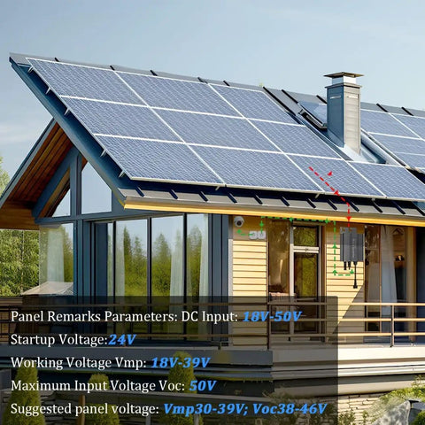 House with solar panels, suitable for 700W Grid Tie Micro Inverter With MPPT Pure Sine Wave Output For Home Solar System