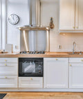 White kitchen cabinets with Round Ball Cabinet Knobs For Dresser And Kitchen, Brushed Brass 0.95 Inch Diameter, Zinc Alloy Hardware