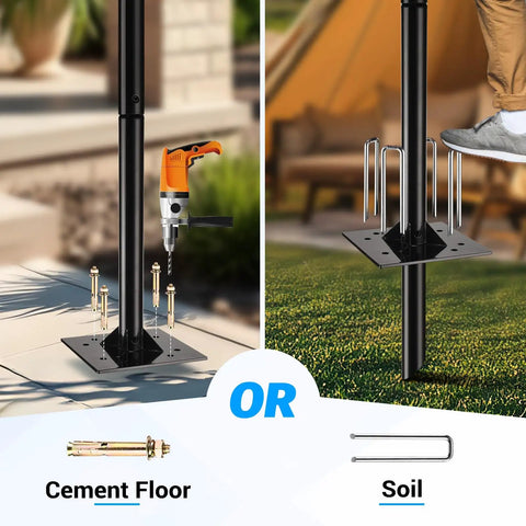 Gen 3 Satellite Dish Pole Mount Kit 10 Foot Ground Mount with pipe adapter for cement floor or soil installation display