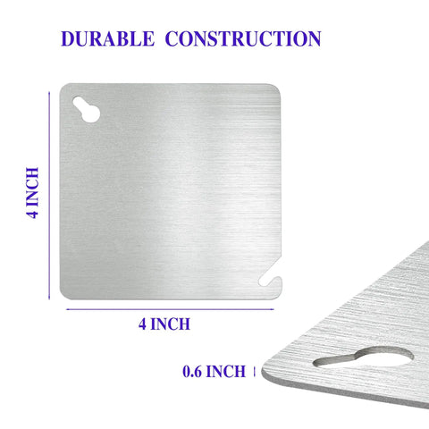Beefy 4 Inch Metal Electrical Box Cover Plate Square Flat Junction Box Covers 4 Pack For Standard Boxes