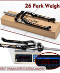 Fat Tire MTB Front Suspension Fork 26 Inch, 100mm Travel, 135mm Spacing, 9mm QR, weighed on scale showing 3091g
