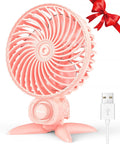 Pink portable USB Desk Fan With CVT Variable Speeds, mini personal fan for home office, quiet desktop cooler, USB powered, compact design