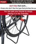 Bike positioned on Beefy Heavy Duty Folding Bike Stand For Mountain And Road Bikes With A 360 Degree Clamp Lightweight Aluminum Alloy And PVC Portable Repair Stand For Easy Bike Maintenance And Quick Cleaning.