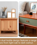 Two Piece Wood Repair Kit For Floors And Furniture Repair Scratches And Nicks Easy Fix That Restores Finish No Sanding Needed Includes Towels For Hardwood Floors Wood Cabinets And Furniture with color-matchable options shown on wooden furniture.