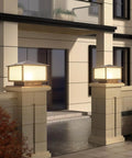 Heavy Duty Outdoor Post Lights With Hardwired E26 Socket And 3000K Warm White Bulbs For Porch Gate Columns Cast Aluminum Fixtures showcasing illuminated post lights at a walkway entrance.