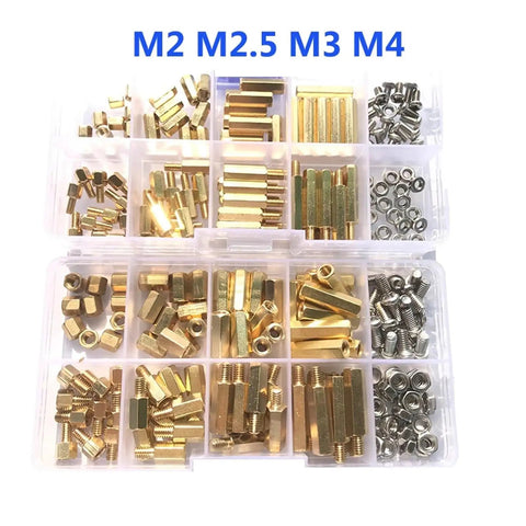 Brass Hex Standoff Set for Electronics M2 M2.5 M3 M4 Male and Female Pillars Spacers Nuts and Screws PCB Board Assortment Kit Stainless Steel Hardware for DIY Projects Raspberry Pi Arduino in organizer box