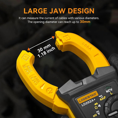 Digital Clamp Meter Multimeter With Auto Range 4000 Counts For AC DC Voltage Large Jaw Design