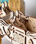Royal Wedding Carriage Mechanical Wooden Model Kit With Four Horses, Vintage carriage replica with carved wood interior and wheels