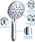 High Pressure Shower System With Handheld And Rain Showerhead, 35 Function Dual 2 In 1 Faucet, Patented 3 Way Diverter, Chrome Finish, Valve Included For A Dope Home Spa Upgrade showing handheld with self-cleaning TPE nozzles and chrome finish