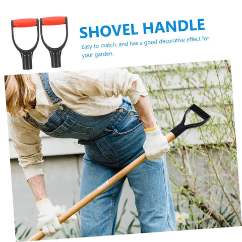 Durable Plastic Shovel Handle Replacement D Spade Grip used in garden work, focusing on ergonomic non-slip grip for yard tasks.