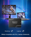 256GB Internal SSD Upgrade For PC And Laptop SATA III 6Gb/s 2.5 Inch Drive With 3D NAND shown with desktop and laptop