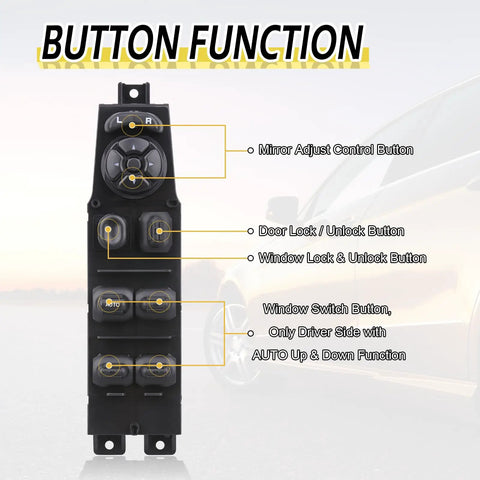 Power Window Switch Driver Side Control For Dodge Durango 2001 2003 Ram Truck showing button functions