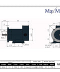 Technical diagram of Beefy Permanent Magnet DC Motor One Third HP 1800 RPM 90 VDC NEMA 56C Frame TENV Enclosure with dimensions.
