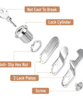 Heavy Duty Zinc Alloy Cam Cabinet Locks 5 8 Inch Throw 3 Pack Keyed Alike Solid Silver Finish lock components including cylinder, key, plates
