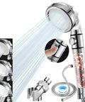High Pressure Handheld Shower Head Kit With Filter 5ft Hose Bracket And Teflon Tape Purifying Beads For Hard Water System