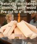 4 Inch Pine Fire Sticks Kiln Dried Firewood 8 Lb Pack Barkless Mini Kindling Logs for indoor and outdoor use on a table