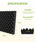 Kick The Echo With These Six Black Egg Crate Acoustic Foam Panels Measuring 12 By 12 By 2 Inches for sound absorption specifications.
