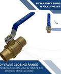 Three Quarter Inch Full Port Sweat Ball Valve Brass 600 WOG Water Oil Gas Lead Free 10 Pack With One Quarter Turn Steel Handle