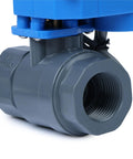 Three Quarter Inch UPVC Motorized Ball Valve With Full Port Two Wire Auto Return 9 To 36V AC DC Normally Closed