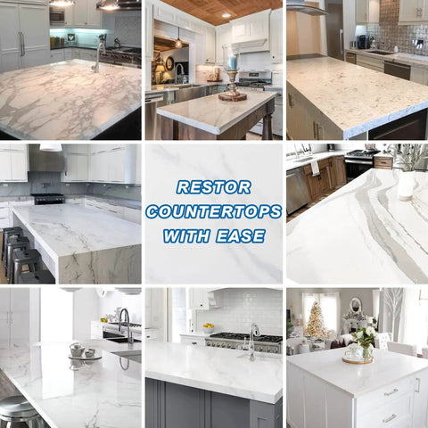DIY Countertop Repair Kit For Granite Marble Quartz And More Chips Scratches Nicks Fixes Deep Gouges On Natural Stone And Acrylic Surfaces Black And Color Matched Fillers For A Seamless Look on various kitchen countertops